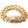HALUKAKAH Catena d'oro per Uomo,Catena a Cubana da 20MM Iced out Placcato in Oro Reale 18k Braccialetto 22cm,Pieno Cz Diamante Punte Set,con Confezione GRGALO
