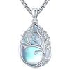 Eusense Collana Albero della Vita Pietra di Luna Goccia Ciondolo Collana Albero della Vita per Donna, Gioielli Regalo per Anniversario, Compleanno