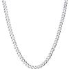 XUEBAIFU Collana da donna in argento 925, catena a maglia barbazzale, da uomo, da 4 mm, larghezza 40/45/50/55/60/65/70/75 cm di lunghezza, 45 cm, Argento sterling, Non pietra preziosa