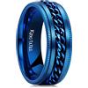 King Will Intertwine - Anello girevole da uomo, 8 mm, colore: nero/blu/argento