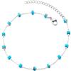 COOLSTEELANDBEYOND Cavigliera con Perline Turchesi per Donna, Catena Dainty Argento Regolabile, Gioiello da Spiaggia Estivo