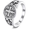 ONEFINITY Anello di San Benedetto in argento Sterling 925, anello cattolico, anello cristiano, regalo per uomo, Nessuna pietra preziosa