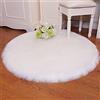 QINGLOU Faux Pelliccia di Agnello di Pecora Tappeto, imitazione lana, adatto per tappeto per soggiorno, lunga pelliccia morbida, soffice, tappetino per il letto, divano (Bianco（Redondo）, 90 x 90cm)
