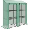 Outsunny Serra da Giardino con Copertura in PE, 6 Mensole e 2 Porte Avvolgibili, 143x46x151cm, Verde|Aosom