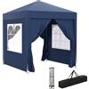 Outsunny Gazebo Pieghevole Pop Up con 4 Pareti Rimovibili in Poliestere e Acciaio, 2x2 m, Blu | Aosom Italy