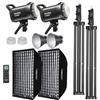 Godox SL60II-Bi Kit 2 Pack LED Video Bi-Color 2800K-6500K, Softbox Quadrato, Stativo, Telecomando e Griglia a Nido d'Ape per Studio, Registrazione, Riprese, Podcast (2PCS)