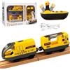 Zinueen Ferrovia Elettrica Lok - Treno Telecomando Motorizzato con Luce & Suono Compatibile con Ferrovia in Legno (Brio, Thomas) - Giocattolo treno a partire dai 4 anni per bambini