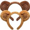 Vesavifaka Fascia con Orecchie Pelose di Orso - 2 Pezzi, Orecchie di Animali per Feste in Maschera, Accessorio per Capelli Morbido per Cosplay e Lavare il Viso