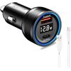 Tonsiny Per caricatore da auto oneplus supervooc 100w, caricatore accendisigari a 2 porte con cavo da 1m per oppo Find x5 Reno 10, adattatore da auto warp per oneplus 12 11, presa USB 12V per Realme GT5 12