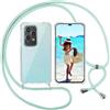 ISOI Cover con Cordino per Honor 200 Lite 5G, Custodia Trasparente con Collana Tracolla Laccio Collo Ultra Sottile Morbido TPU Silicone Antiurto AntiGraffio Antiscivolo Case, Verde