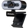 Verbatim 49579 Webcam con microfono e luce integrati, Autofocus AWC-02 Full HD 1080p e Rotazione a 360°