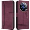 Bravoday Cover per Realme 12 PRO 5G, Flip Custodia in Pelle PU con Slot per Schede, Portafoglio per Realme 12 PRO Plus, Vino Rosso