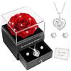 Miofula Te Amo para Siempre Rosa Eterna San Valentino Regalo per Lei-Rosa Stabilizzata Vera con Glitter Collana Orecchini Regalo Compleanno Anniversario Festa Della Mamma Regalo per Donna Mamma Fidanzata