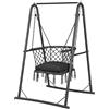 YITAHOME Poltrona sospesa con struttura, carico massimo 150 kg, robusto telaio in acciaio, altalena sospesa con cuscino, 105 x 93 x 160 cm, poltrona sospesa con 2 ganci per terrazza, balcone e