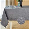Mebakuk Tovaglia rettangolare in lino, impermeabile, anti-restringimento, morbida e resistente alle pieghe, decorativa, per cucina (oblunga, 152 x 305 cm (10-12 posti), grigio scuro