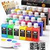 Nicpro Colori per Tessuti Permanenti 24 Colori X 60 ml, Colorante per Tessuti Lavabile In Lavatrice con 10 Pennelli, Tavolozza, Stencil, Tintura per Tessuti per Abbigliamento, Scarpe, Borse, Jeans