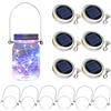 GRTLPOK YzoTek 6 x Solare Mason Jar Luci Coperchi - 30 LED Fata Lucciola Stringa Luci Appese Lanterne Cap, Impermeabile Patio Portico Giardino Cortile Balcone Prato Luminous Decor(Nessun Barattolo Incluso)