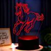 Pararty Lampada 3D Cavallo， 3D Illusione Luce Notturna, 7 Colori Liberamente Commutabili, Alimentazione USB e a Batteria,Regali di Natale per Ragazze Ragazzi Soggiorno Arredamento Camera da Letto