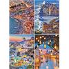 DCIDBEI 4 Pezzi Diamond Painting Mare 40x50cm 5D Italia Puzzle con Diamanti Paesaggio Santoria Diamond Paint Kit 4 Quadri Spiaggia Porto