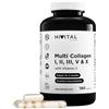 HIVITAL foods Multi Collagene Idrolizzato. 180 capsule per 2 mesi. Con Collagene di Tipo I, II, III, V e X. Con Colagene Bovino e di Pollo Idrolizzato, Membrana di Guscio d'Uovo e Vitamina C. Prodotto da HIVITAL
