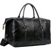 BAOSHA HB-14 - Borsa da viaggio grande in pelle da uomo, bagaglio a mano, borsa weekender per il weekend, Nero , L