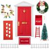 Baimuni Porta degli Elfi di Natale, Porta Elfo Natale Accessori, Porta Gnomo Natalizio con Albero di Natale, Ghirlanda, Scaletta, Tappeto, Decorazioni Miniature Casetta delle Bambole, Regalo Bambini