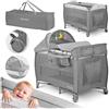 Ricokids Lettino da viaggio per bambini con materasso, 125 x 65 x 78 cm, lettino da viaggio per bambini, fino a 15 kg, 2 ruote con freni, ingresso laterale, borsa per il trasporto, funzione di