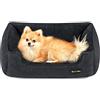 Feandrea Cuccia per Cani, Lettino per Animali in Simil Lino, Bordi Rialzati, Fondo Antiscivolo, Copertura Sfoderabile per Lavaggio, Taglia M per Cane Piccolo, 70 x 55 x 21 cm, Grigio Scuro PGW010G01