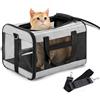 Conlun Trasportino per cane a parete morbida, Grande borsa per gatti con guinzaglio di sicurezza, Trasporto per gatti grandi e cani medi fino a 7 kg, Borsa pieghevole per cuccioli -Grigio,M