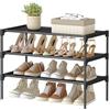 SONGMICS Scarpiera a 3 ripiani, organizer per scarpe, per corridoio, salvaspazio, 29,7 x 62,3 x 53,5 cm, struttura in metallo, ripiani in tessuto non tessuto, nero inchiostro LSH023BH01