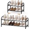 Anhow Scarpiera a 2 Livelli, Scarpiera Salvaspazio Espandibile in Metallo Portascarpe Aperta per 4-8 Paia di Scarpe per Ingresso, Soggiorno, Corridoio, Camera da Letto, Armadio (Nero)