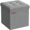 SONGMICS Cassapanca, Pouf Contenitore, Poggiapiedi Pieghevole da 30 x 30 cm, Ottomano con Stoccaggio, Regge fino a 130 kg, per Soggiorno, Camera da Letto, Dormitorio, Grigio Chiaro LSF028G02