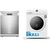 Midea Set Lavastoviglie 14 Coperti + Lavatrice Slim 7kg, Display LED, Classe A con Vapore