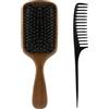 ALIIP Spazzola Setole Cinghiale con 1 Pettine Capelli a Coda, Smoothing & Shine Enhancing for Slick Back Styles, Curl Defining & Detangling, Hairbrush with Natural Bristles for all Hair Types