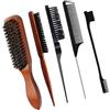 YUNYU Slick Back - Set di spazzole per capelli con setole di cinghiale, per capelli spessi, ricci e danneggiati, perfetti per acconciare, districare e look eleganti (uomini e donne, cura della barba e