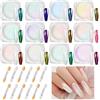 Nadinsta 12 Polvere Cromata Perla Bianca, Effetto Perla Specchio Per Glitter Unghie Olografica, Chrome Powder Nails, Pigmento In Polvere Cromato Per Unghie Aurora Shimmer