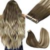 GOO GOO Extension Capelli Veri Biadesivo, 35cm 100g 40pcs Ombreggiatura dal Castano Noce al Castano Cenere e al Biondo Candido Extension Capelli, Remy Extension Biadesive Capelli Veri
