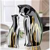 GILDE Set di 2 statuette per gatti in ceramica, smaltate, nero, altezza 22 cm, larghezza 14 cm, profondità 8 cm