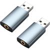 MMOBIEL Adattatore USB a Audio Jack da 3,5mm [2 Pack] Adattatore USB-A per Cuffie Microfono Casse - Scheda Audio Driver - Adattatore USB Esterno TRRS Femmina per Windows, Mac, PS5, PS4, Laptop