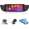 ANKEWAY Autoradio per Fiat 500 (2007-2015) con Android Auto e CarPlay Wireless, RDS Car Radio Android Stereo con Telecamera Retromarcia/Mic/Canbus BOX/Porta USB/Installazione App(Black) 2G+32G