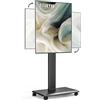 FITUEYES Carrello Porta TV con Ruote per 32-75 Pollici, Orizzontale e Verticale Supporto TV da Pavimento e Metallo Base, 40° Girevole & 7 Altezza Porta TV da Terra Max VESA 600x400mm Portata 40kg