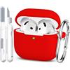 MHYALUDO Custodia compatibile con AirPods 4a generazione 2024, silicone morbido di grado militare, compatibile con AirPods 4 Custodia con portachiavi e kit di pulizia,Rosso