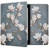 kwmobile Custodia eReader Compatibile con Kobo Aura ONE Cover - eBook Reader Flip Case - marrone grigio/bianco/grigio blu - Magnolie