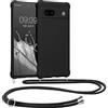 kwmobile Custodia Compatibile con Google Pixel 7a Cover - Back Case in Silicone TPU - Protezione Smartphone con Cordino - nero