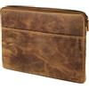 Fa.Volmer ® Custodia per laptop da 13,3/15,6 pollici, in pregiata pelle, marrone/nero, con cerniera in metallo, imbottita, per MacBook, Microsoft Surface e molti altri, marrone - naturale, 13,3''/34