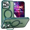 CasurvivePro Custodia magnetica protettiva per fotocamera con cavalletto per iPhone 14 Pro, [compatibile con MagSafe], opaca, sottile, antiurto, custodia protettiva per iPhone 14 Pro, verde