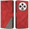 SONWO Cover per Oppo Reno12 F 5G / 4G / Oppo Reno12 FS 5G, Flip Custodia in PU Pelle, Cover a Libro Portafoglio con Slot per Schede e Supporto Stand per Reno12 F 5G / 4G / Reno12 FS 5G, Rosso