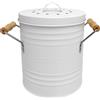 JE CHERCHE UNE IDEE CERCO UN'IDEE, ME0025, Pattumiera in metallo con coperchio e maniglie, design retrò ed elegante, capacità di 4 litri, coperchio con filtro, pratici manici in legno