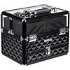 SONGMICS Beauty Case da Viaggio, Valigetta per Trucco, Arte e Unghi,con Coperchio Trasparente, Telaio in Alluminio, Cofanetto Diversi Vassoi per Truccatore, Nero JBC318B
