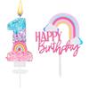 TaleMoon Candeline Compleanno Arcobaleno Numeri 1,Candele Numero Deco Torta,Candelina 1 Anni,Candela di Compleanno Numeriche per Bambini,Decorazioni Compleanni per Ragazze
